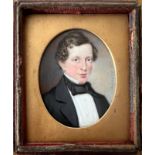 19th Century Portrait Miniature. Watercolour on Ivory. “Portrait Of A Gentleman”. Signed and dated.