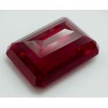 A NATURAL FLAWLESS LARGE (50.65 CARATS) PIGEON BLOOD RED EMERALD CUT RUBY