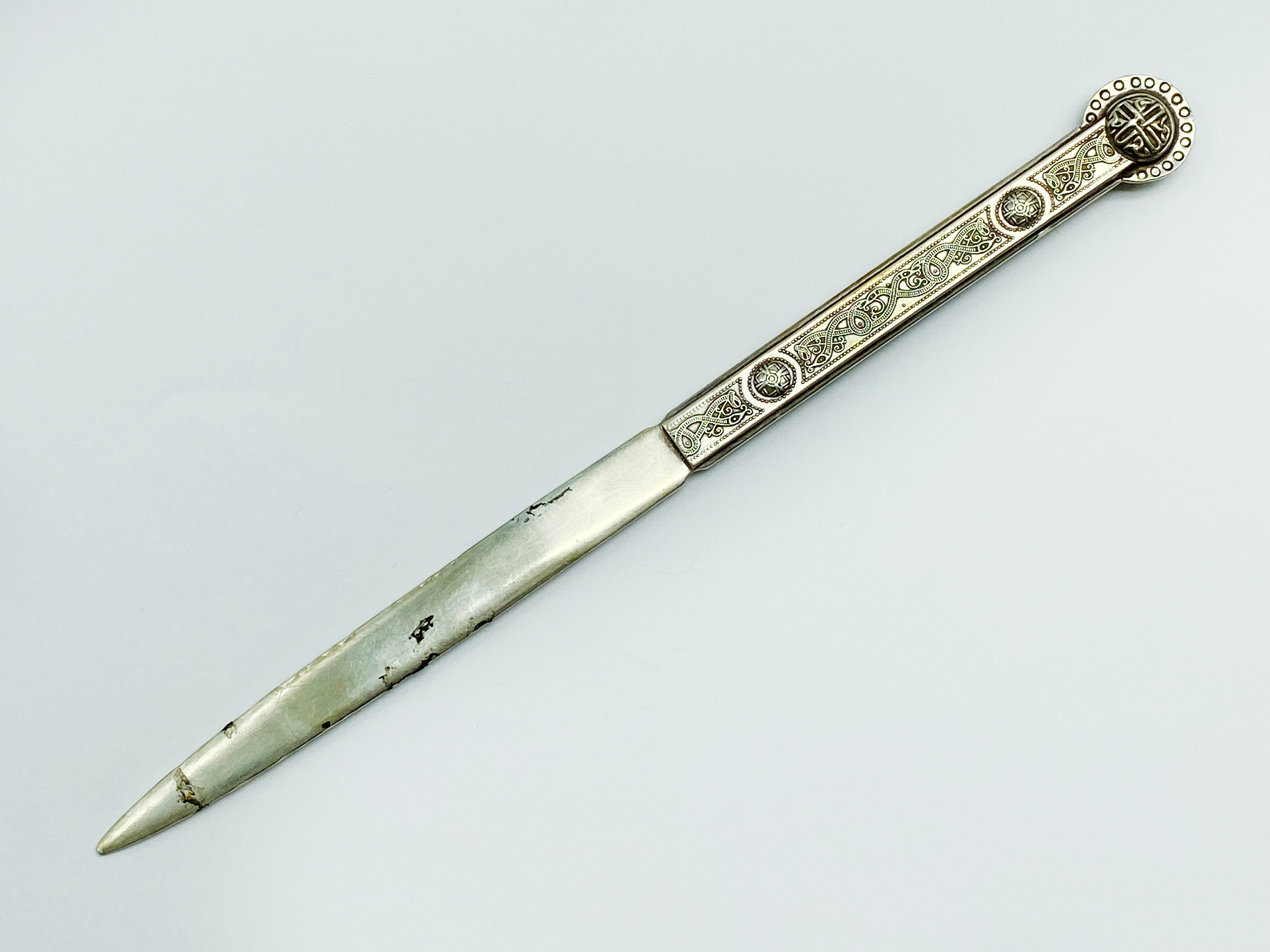 HALLMARKED SILVER LETTER OPENER WITH CELTIC PATTERNED HANDLE - Image 2 of 4