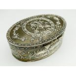 ANTIQUE HALLMARKED HANAU SILVER REPOUSSE TABLE SNUFF BOX IMPORTED HALLMARKED FOR BOAZ MOSES LANDECK