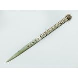 HALLMARKED SILVER LETTER OPENER WITH CELTIC PATTERNED HANDLE