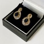 18CT GOLD DIAMOND & SAPPHIRE EARRINGS