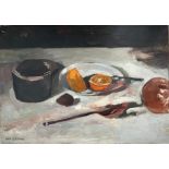 Coba Ritsema (1876-1961). Dutch. Oil on canvas. “Still Life Of Oranges And Kitchenware”. Signed.