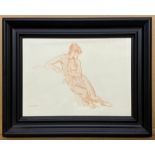 RUSSELL FLINT ORIGINAL RED CHALK DRAWING OF A NUDE, FRAMED