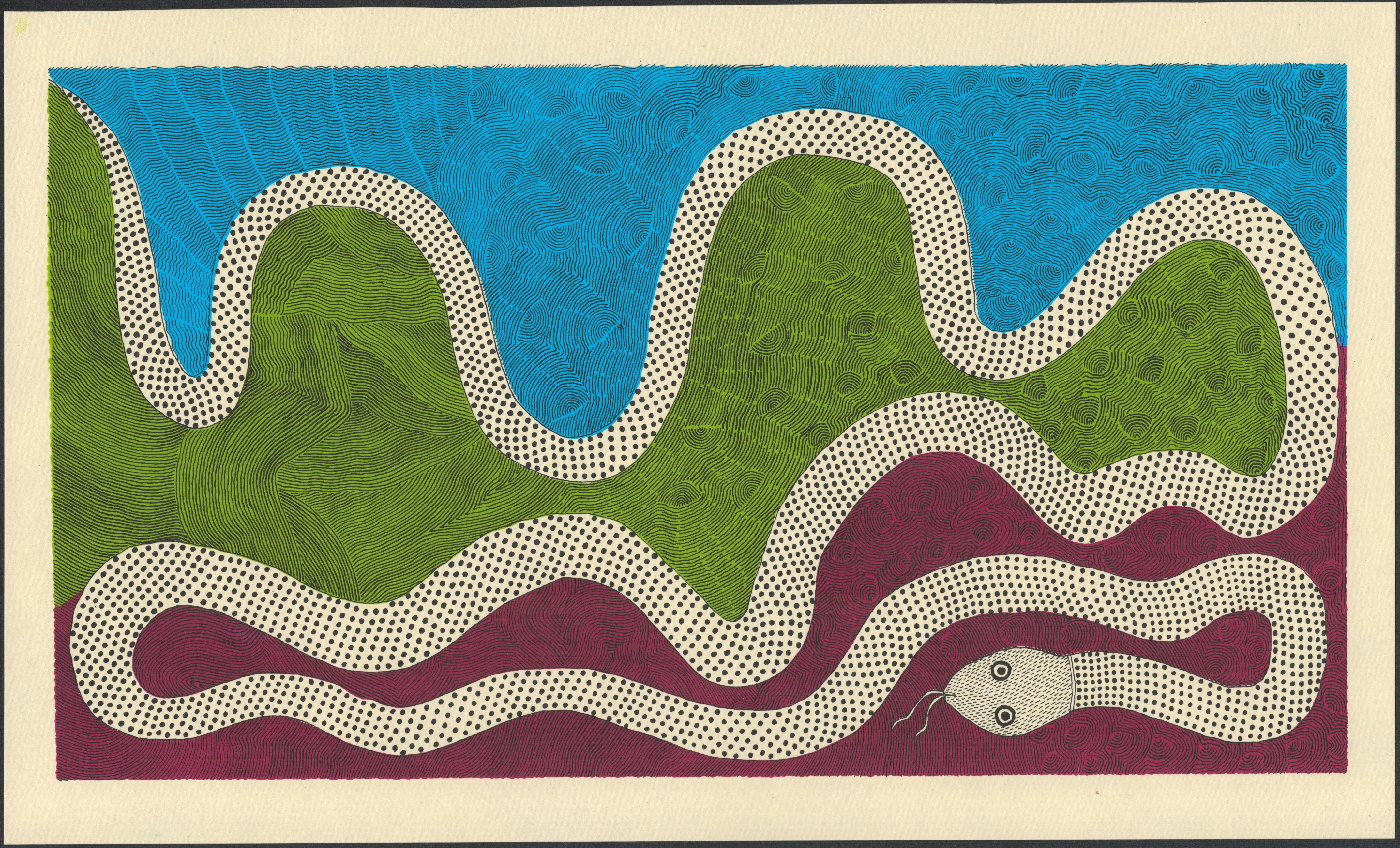 TWO ODE TO THE INDIAN OCEAN ORIGINAL HAND-PULLED / COLOURED SERIGRAPHS ON WOVE, C. 1980s INDIA - Image 2 of 3