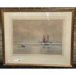 ALBERT PROCTOR - WATERCOLOUR OF SAILING SHIPS - 50 X 35 CMS