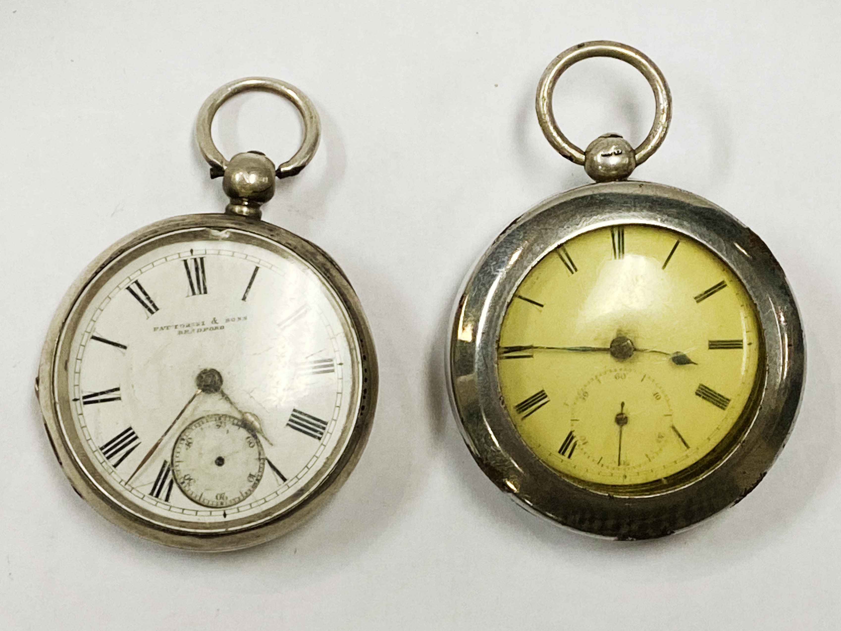 2 HM SILVER POCKET WATCH & SILVER FOB CHAIN - Image 2 of 3