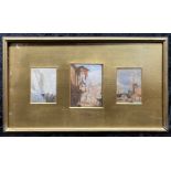 SAMUEL PROUT THREE WATERCOLOURS IN THE SINGLE FRAME