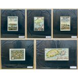 SELECTION OF FIVE EARLY COLOURED MAP PRINTS