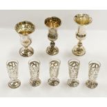 THREE HM SILVER GOBLETS & 5 SILVER CUPS