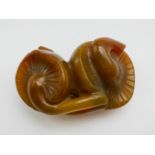 CHINESE CARVING OF A MUSHROOM POSSIBLY AGATE 19TH CENTURY OR EARLIER