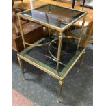 2 GLASS & BRASS FRAMED TABLES