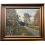 Georg Krumhardt (1903-1964). Danish. Oil on canvas. A Danish Landscape”. Signed.