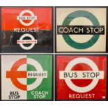 FOUR VINTAGE TRANSPORT FOR LONDON PRINTS ON CARDS