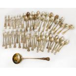 SELECTION OF HALLMARKED SILVER 64 ITEMS OF THE KING PATTERN CUTLERY