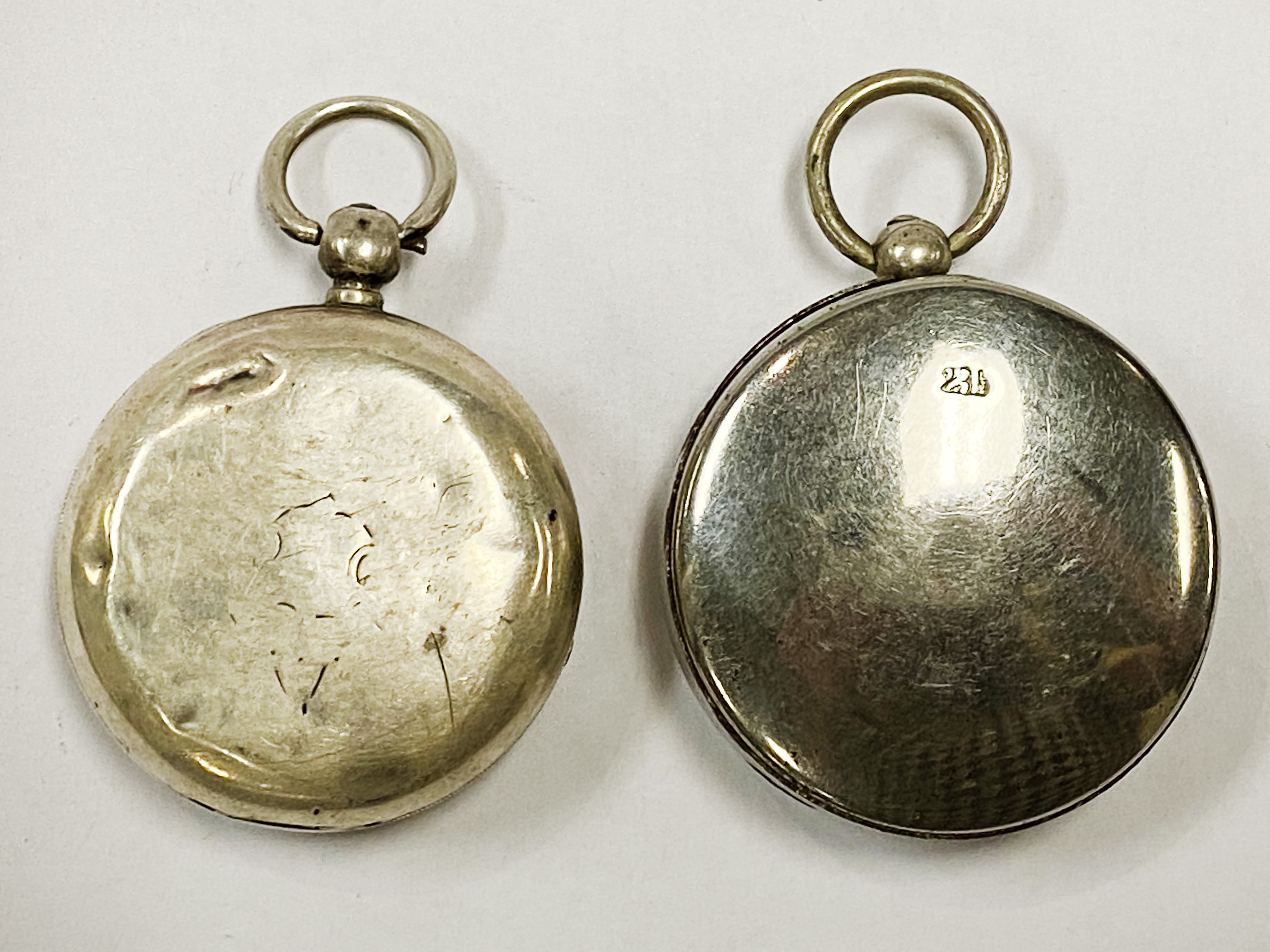 2 HM SILVER POCKET WATCH & SILVER FOB CHAIN - Image 3 of 3