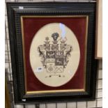 COAT OF ARMS - MICHAELS - PENCIL ON PAPER - FRAMED 40 X 33CMS INNER FRAME