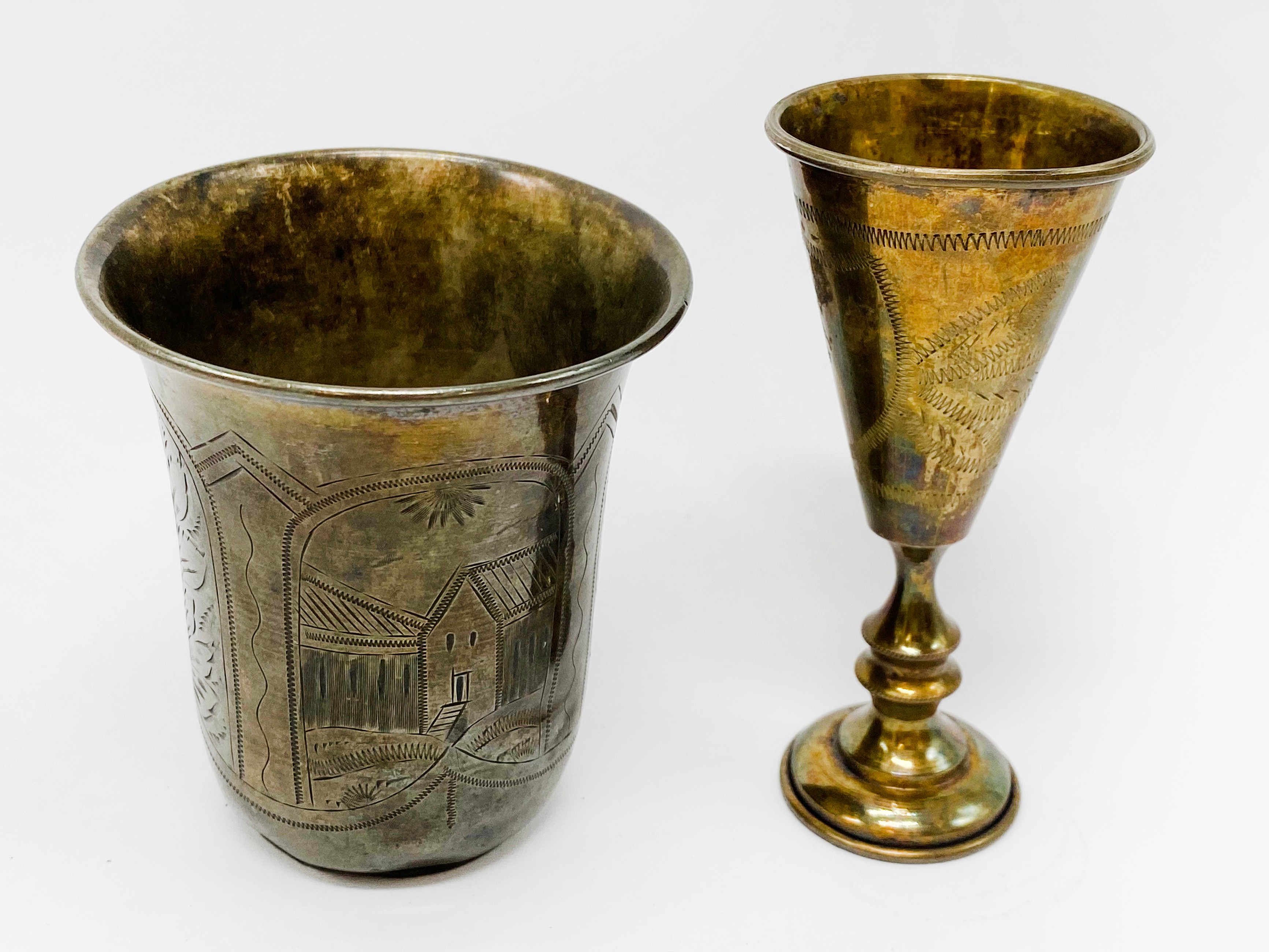 TWO SILVER KIDDUSH CUPS