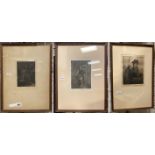 THREE ETCHINGS SIGNED CHARLES SPENCE LAYH 20 X 15CMS (LARGEST) INNER FRAME