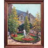 Charles Rambert (1867-1932). French. Oil on panel. “A Cottage Garden”. Signed.