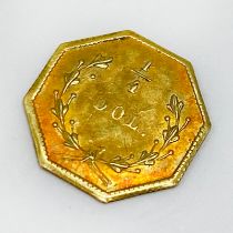 1854 FRACTIONAL GOLD COIN US QUARTER DOLLAR OCTAGON