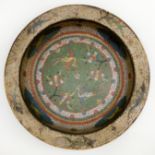 A LARGE CHINESE BASIN DECORATED IN CLOISONNE ENAMELS WITH FLYING PHOENIXES AND CLOUD SCROLLS