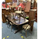 ERCOL TABLE & 8 CHAIRS