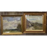 TWO PAINTINGS - G.SARSON - LANDSCAPE & TOWN 41 X 36CMS - INNER FRAME (LARGEST)