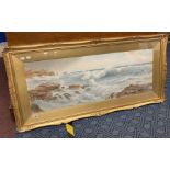 ERNEST STEWART WATERCOLOUR 'A CORNISH SCENE' - 100 X 36 CMS