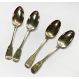 FOUR HALLMARKED SILVER GEORGIAN SERVING SPOONS