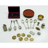 INTERESTING ITEMS LOT INCLUDING CASED SEAL AND SILVER ITEMS