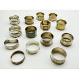 SELECTION OF VARIOUS HALLMARKED SILVER NAPKIN RINGS (14)