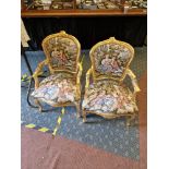 PAIR GILT FRAMED TAPESTRY CHAIRS