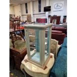 SMALL BLUE GLAZED DISPLAY CABINET