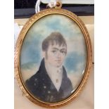 MINATURE PORTRAIT MOURNING BROOCH