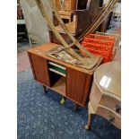 TEAK TAMBOUR CUPBOARD