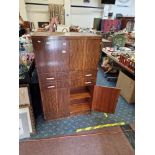 WALNUT VENEER COCKTAIL CABINET WITH CUTLERY