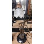 SIGNED MOREAU ART NOUVEAU FIGURAL LAMP