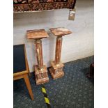 PAIR OF RED MARBLE PEDESTALS