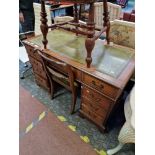 LEATHER TOP PEDESTAL DESK & CHAIR