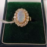 VINTAGE 18CT GOLD DIAMOND & BOULDER OPAL RING - SIZE M 6.5 GRAMS APPROX