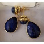 14CT GILT SILVER LAPIS LAZULI STUD EARRINGS