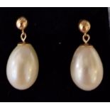 9CT GOLD SOUTH SEA PEARL TEAR DROP STUD EARRINGS