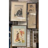THREE EARLY WOODBLOCK PRINTS & OTHER DIFFERENT MASTERS - JAPANESE