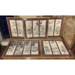 FIVE FRAMED SET OF EARLY JAPANESE PRINTS (2 WITHOUT GLASS)