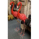 PAIR LARGE METAL FLAMINGOS 162CMS APPROX