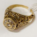 14CT GOLD & DIAMOND RING - SIZE L - 5.3 GRAMS