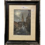 WATERCOLOUR DUTCH CANAL SCENE SIGNED BY ARTIST 36CMSH X 24CMW