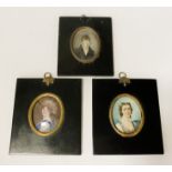 THREE VICTORIAN HAND PAINTED MINIATURES 8CM (H) X 5CMS (W) PICTURE ONLY