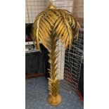 GILT METAL PALM TREE FLOOR LAMP 155CM APPROX